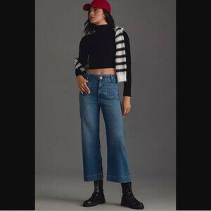 Anthropologie The Colette Cropped High-Rise Wide-Leg Jeans by Maeve